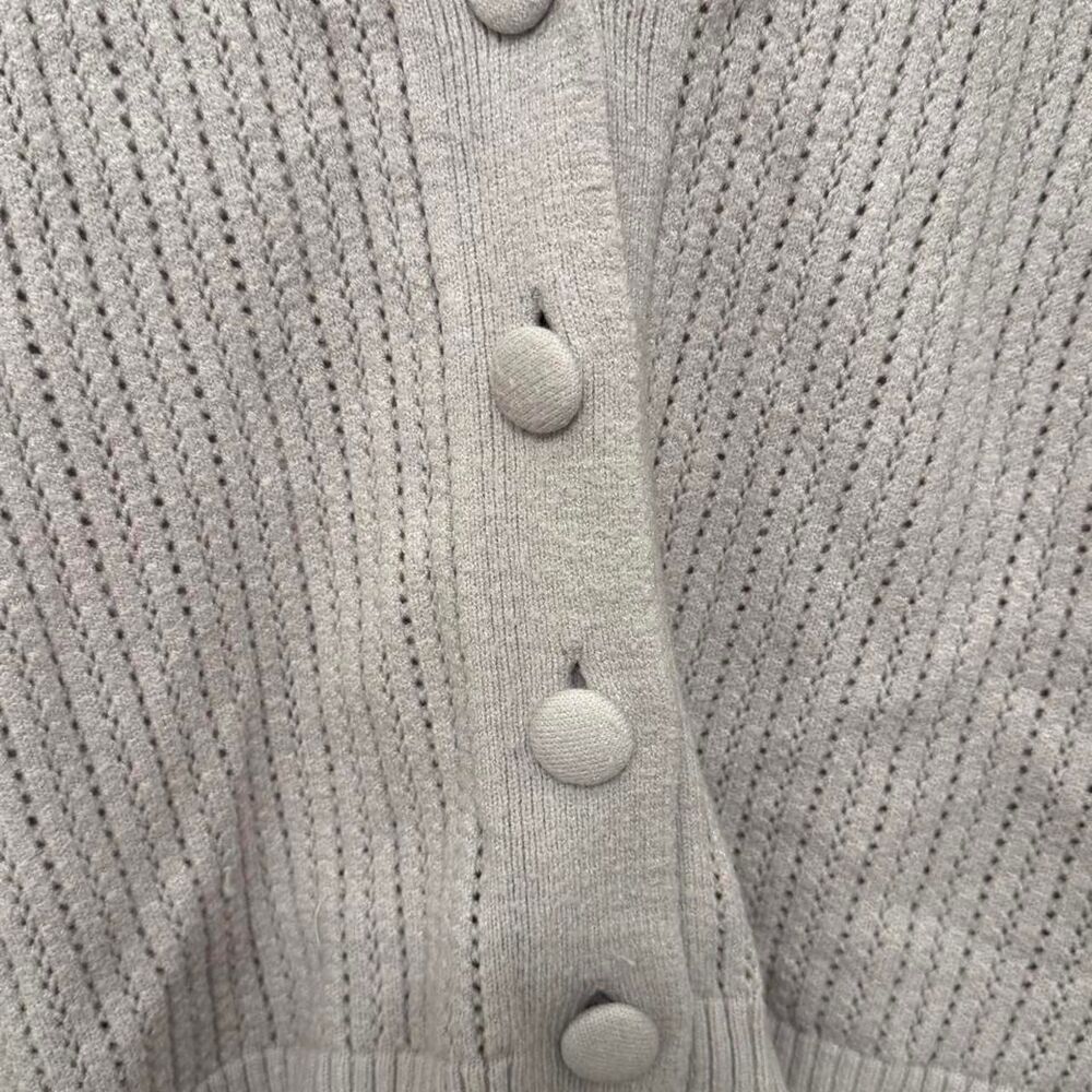 Puff Sleeve Open Knit Cardigan Small - Picture 2 of 3